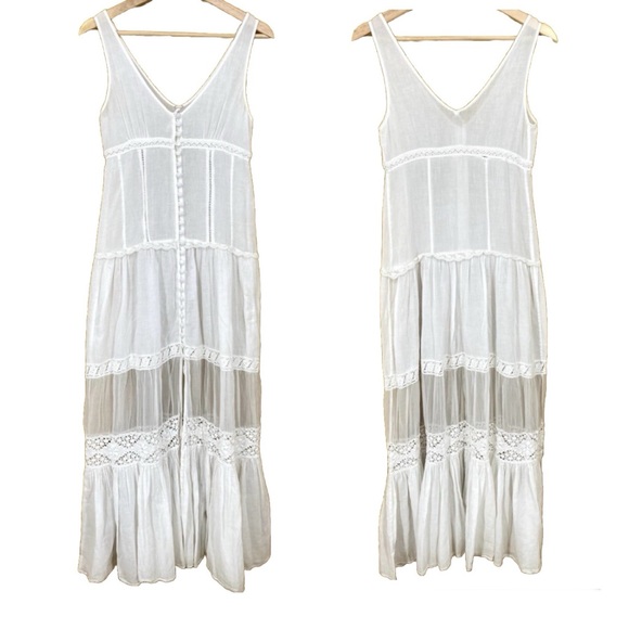 🦋🌈VERY RARE!! Free People Victoria Button Front Maxi Dress in White (XS)🌈🦋 - Picture 11 of 16